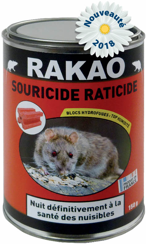 ANTI RATS SOURIS PATES RAKAO EN SACHET DE 10 GR / BOCAL DE 150 GR