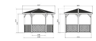 Kiosque hexagonal - SOLID - Pavilion 351,7x305,4cm - Bois de pin traité -  Treillis décoratifs - Cdiscount Jardin